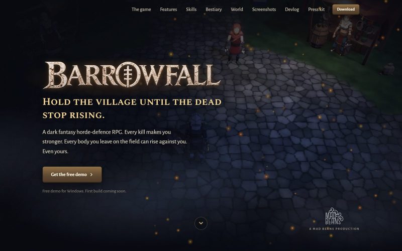 Barrowfall game website