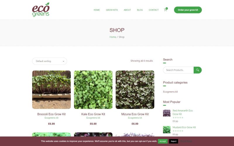 Eco Greens shop before the 2026 redesign