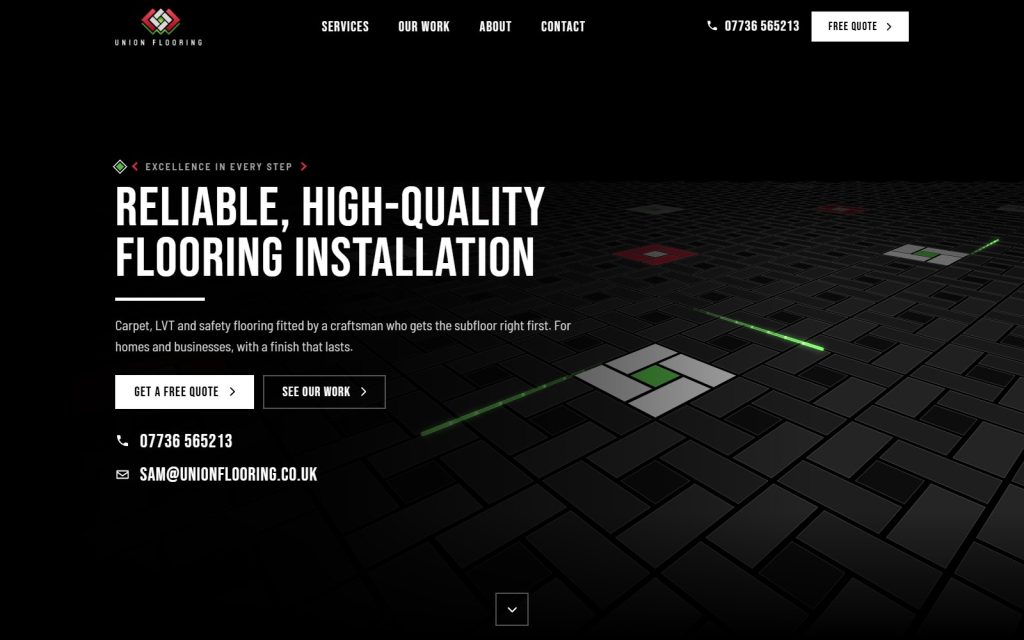 Union Flooring home page after the redesign