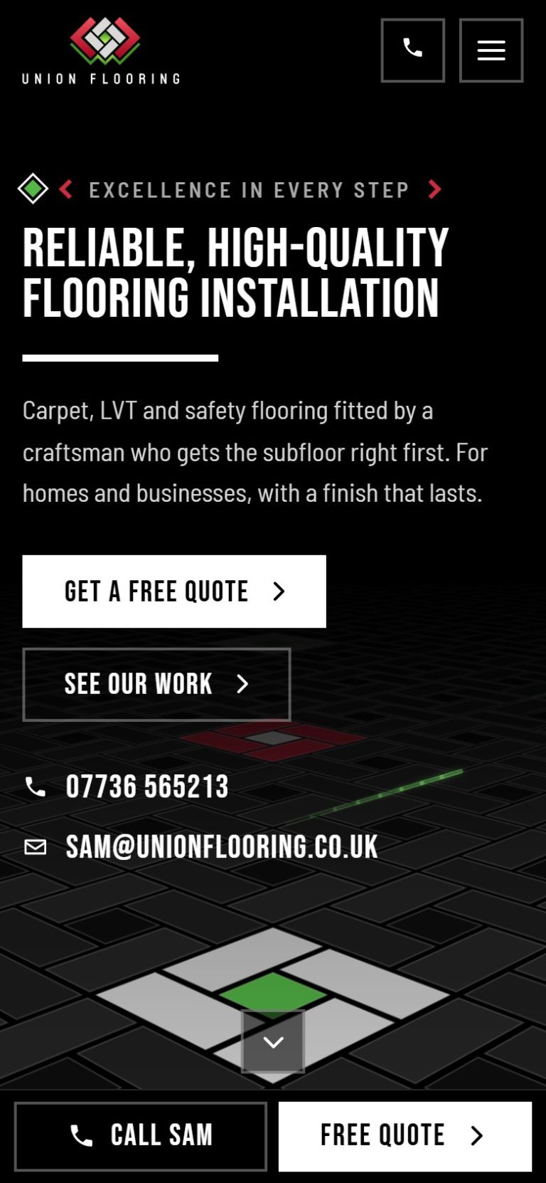 Union Flooring on a phone