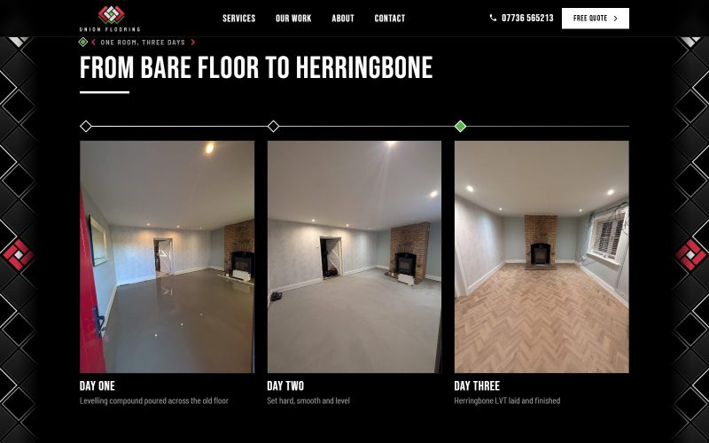 One room over three days on the Union Flooring site