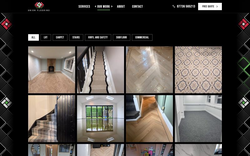 Union Flooring work photos with filters